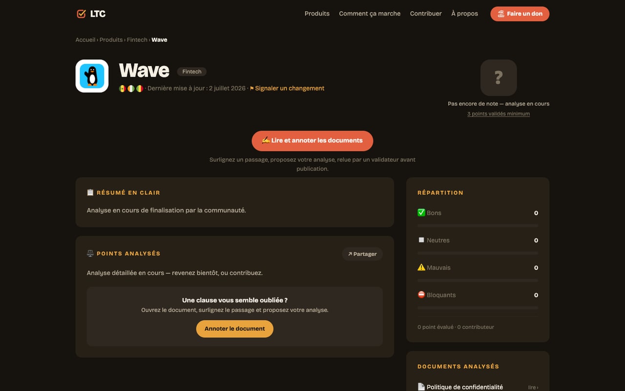 LTC - Fiche publique d'un produit évalué