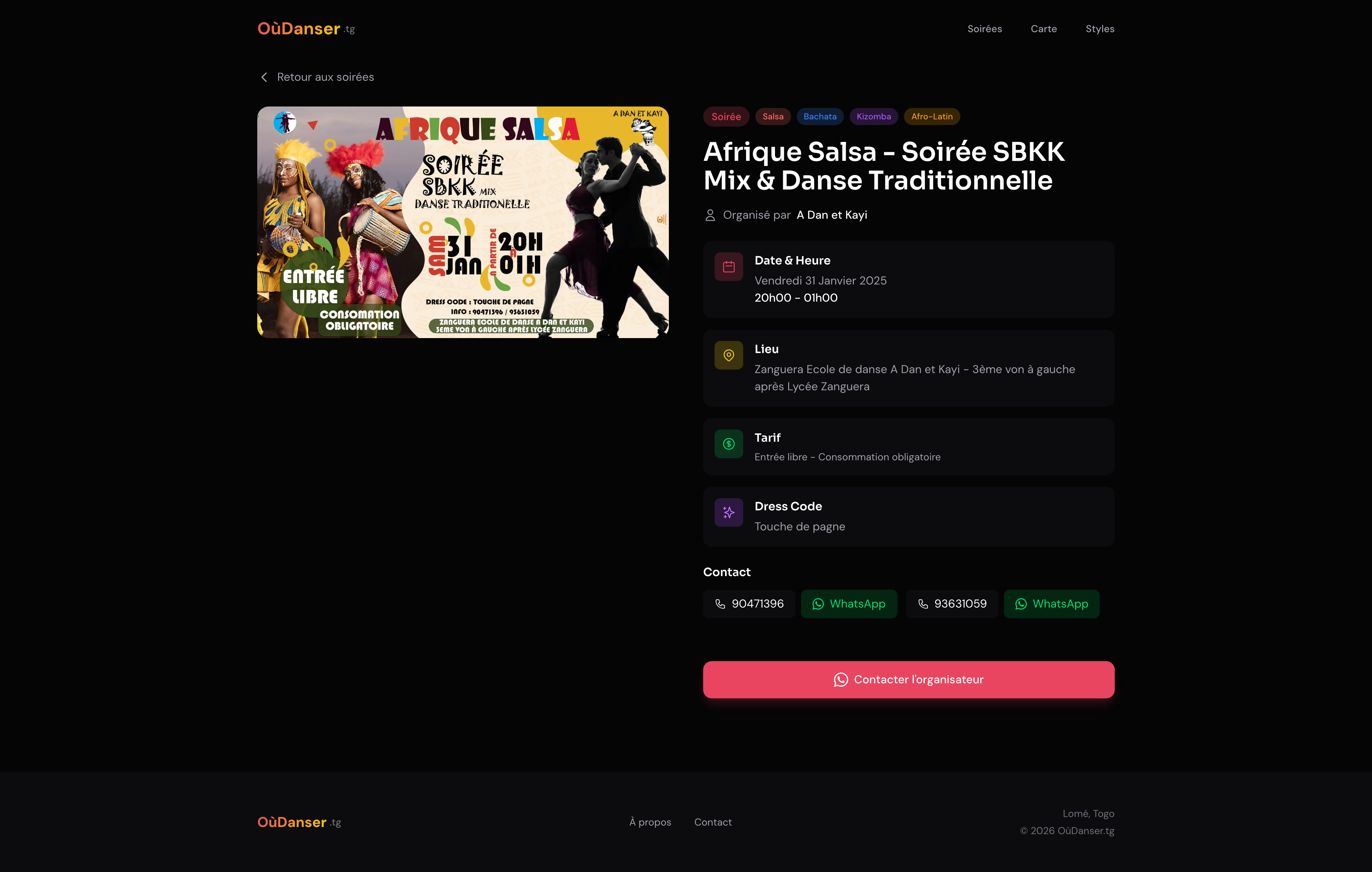OùDanser.tg - Détail d'un événement