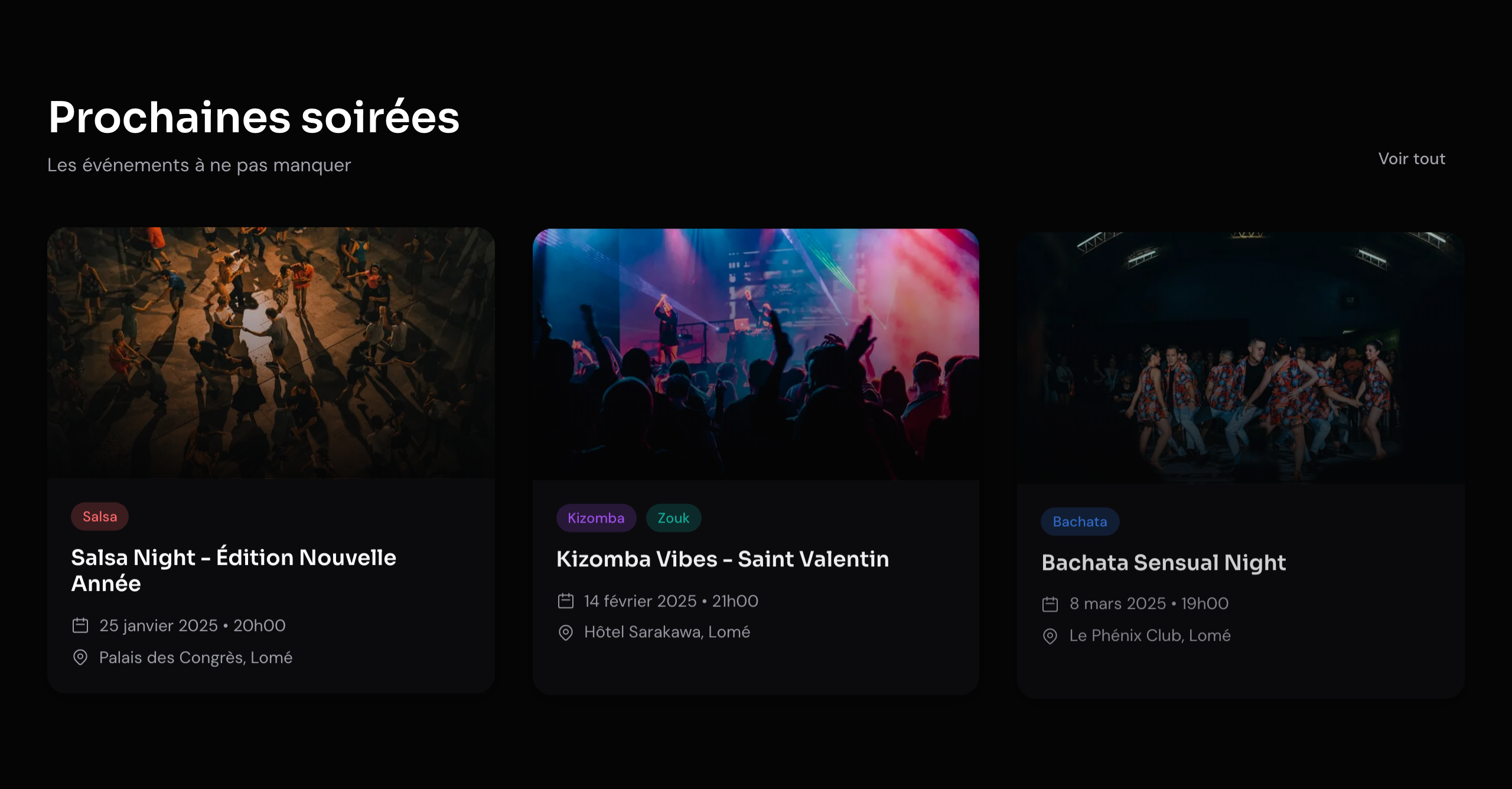 OùDanser.tg - Liste des événements