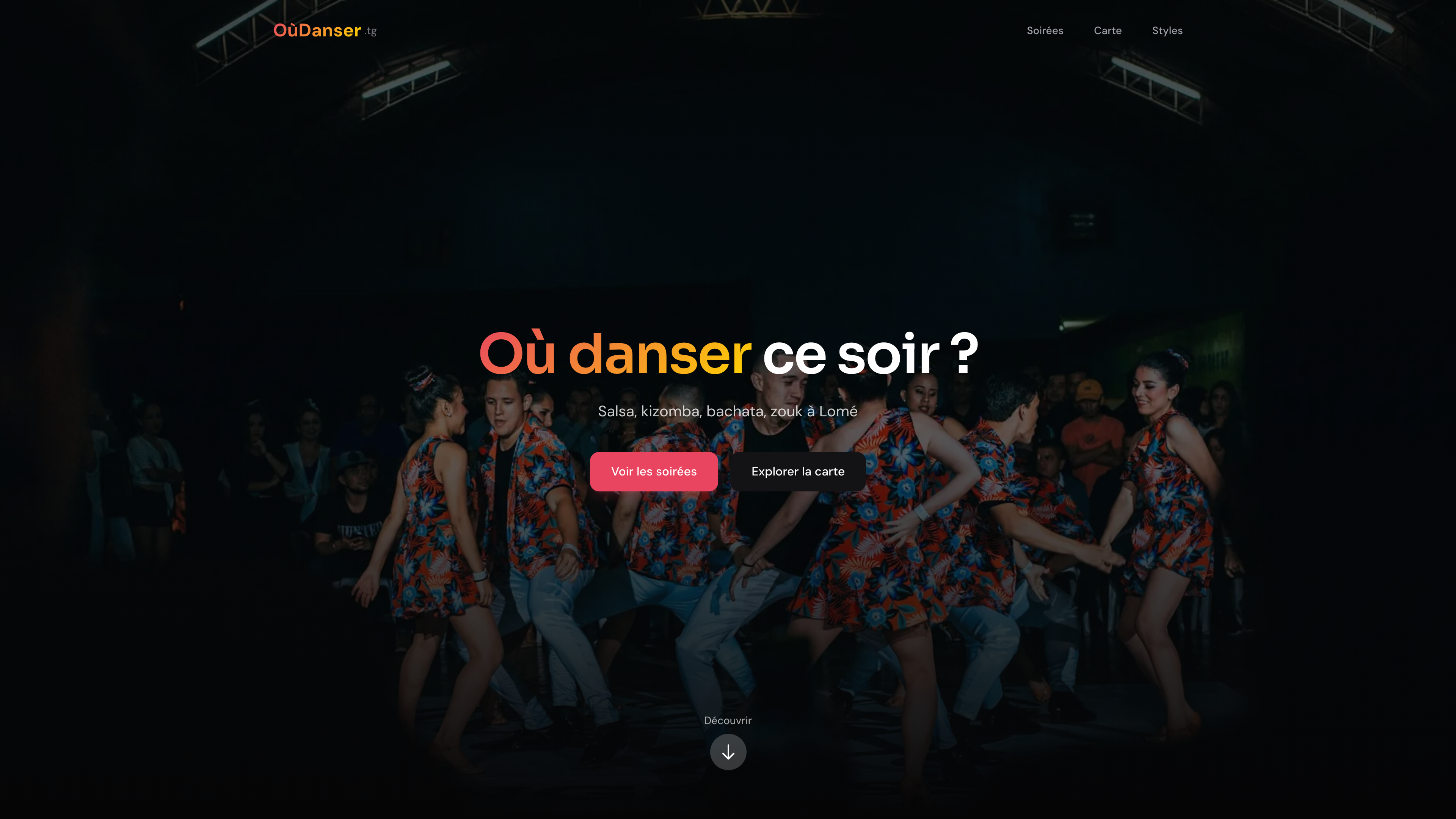 OùDanser.tg - Page d'accueil